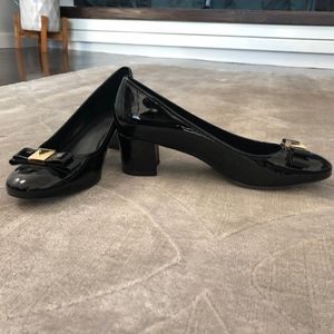 Michael by Michael Kors Patent Black Block Heels